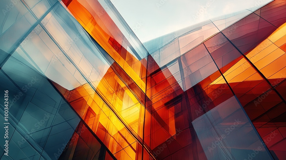 Canvas Prints Abstract Glass Architecture with Vibrant Colors