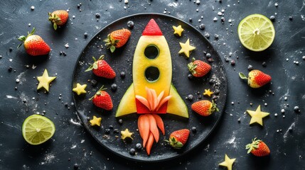 Creative Fruit Rocket Arrangement for Kids