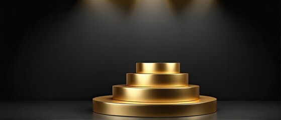 Golden Platform on Black Background