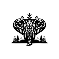 design with black elephant silhouette art