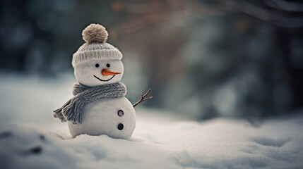 Obraz premium Adorable Snowman in Winter Wonderland