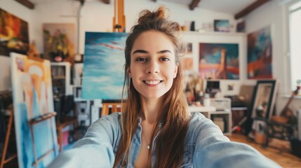 an artist in her creative room