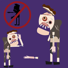 Zombie prohibition sign, cartoon disgruntled zombie