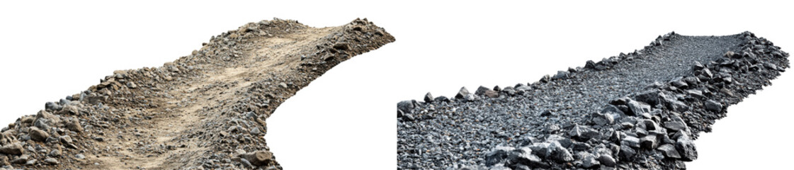 Die-cut gravel textures on a white isolated background.