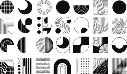   abstract geometric shapes in a minimalist black and white style vector illustration 