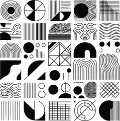   abstract geometric shapes in a minimalist black and white style vector illustration 