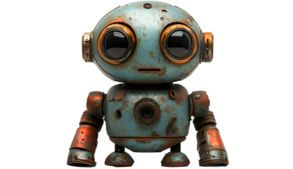 a blue and orange robot.