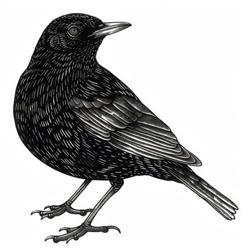 recommend clip art: Elegant Blackbird Line Art on White Background