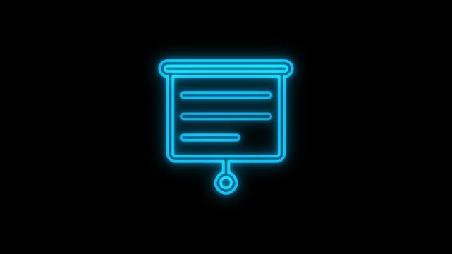 A glowing neon effect of a teacher icon is set on a black background. 4K video motion graphic animation.