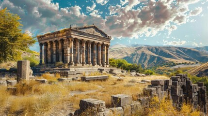 Fototapeta premium Temple of Garni in Beautiful Armenian Landscape