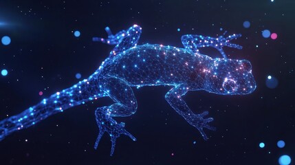 Glowing Wireframe Frog