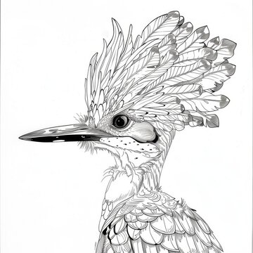recommend clip art: Elegant Hoopoe Bird Illustration on White Background