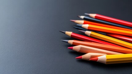 Obraz premium Colorful Pencils Arranged on Black Background
