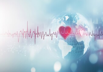 A digital illustration depicting an electrocardiogram (ECG) line with heart symbols