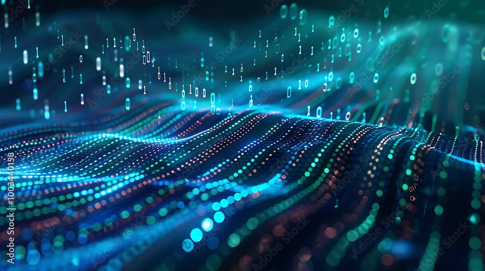Aufkleber Abstract Cyber Network with Glowing Data Streams and Security Lock Icons