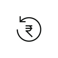 Money return icon, vector chargeback or Rupee symbol on white background..eps