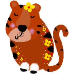 Set of cute safari animals. Raccoon, giraffe, elephant, zebra, tiger, lion, hippo, toucan. Zoo wild animals set.