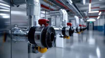 Fototapeta premium HVAC System with Pipes and Maintenance Equipment