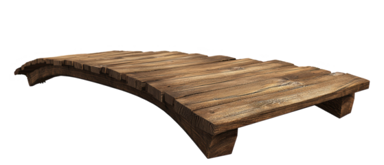 Wooden arch bridge, isolated on a white background.