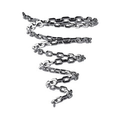 Tornado Shaped Chrome Chain 3D Render