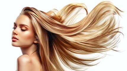 Beautiful face portrait of mature blonde hair stylish girl makeup in studio AI generated image