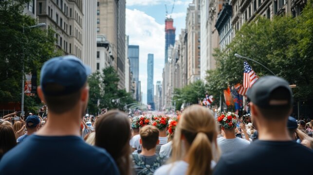 Independence Day Parade in Urban Setting