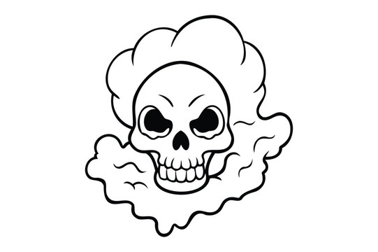 recommend clip art: skull rising from smoke intense vector silhouette on white background
