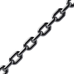 Diagonal Shining Chrome Chain 3D Render