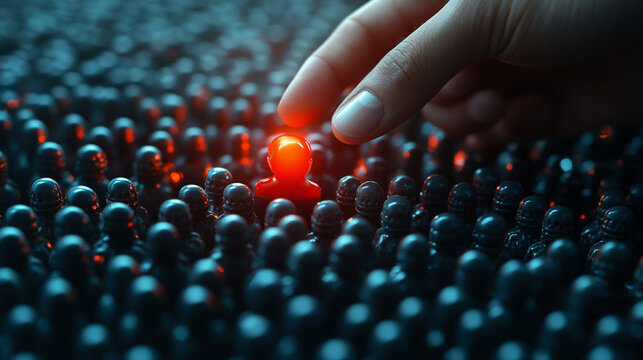 business professional confidently selects a modern red hue, symbolizing passion and innovation. This image embodies leadership and decision-making in a dynamic corporate environment