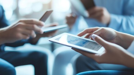 People Using Mobile Devices to Access Data Insights