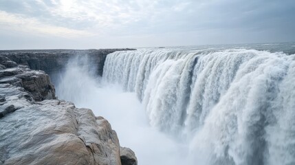 Majestic waterfall in serene environment