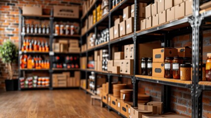 Fototapeta premium Organized Storage Space with Shelves and Jars