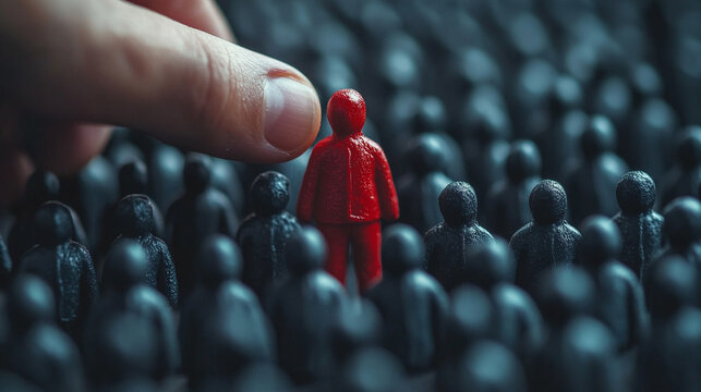 business professional confidently selects a modern red hue, symbolizing passion and innovation. This image embodies leadership and decision-making in a dynamic corporate environment