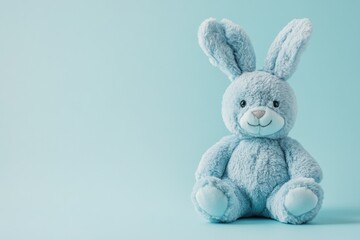Soft Blue Bunny Toy on Light Background