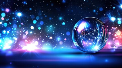 Vibrant Abstract Globe with Colorful Sparkles