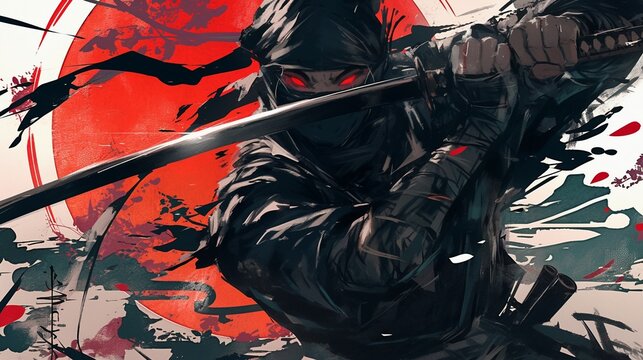 忍者と日の丸の背景9