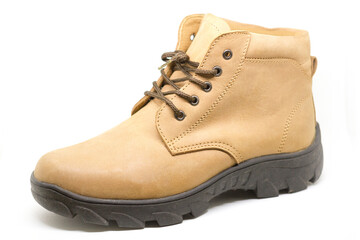 Brown leather boots, Men’s brown ankle boots, isolated on white background