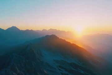 Fototapeta premium Serene Sunrise Over Majestic Mountain Landscape