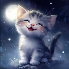 cat in the moonlight