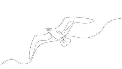 Obraz premium Seagull flies in the sky.Set of sea ocean elements.One continuous line .One continuous drawing line logo isolated minimal illustration.