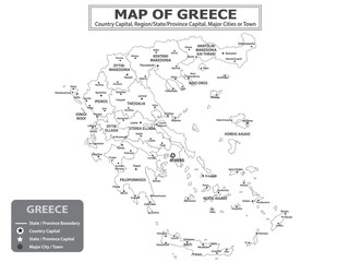 European Country Geography Political map. Political map of country with capital, province or state capital, major cities and town.