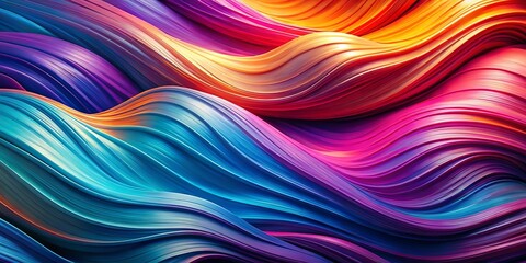 Obraz premium A lively, abstract wavy backdrop featuring shades of blue, purple, pink, and orange, perfect for adding a creative