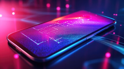 Futuristic Smartphone with Neon Lights