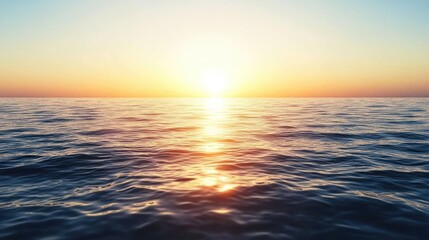 Obraz premium A serene ocean view at sunset, highlighting the gentle waves and vibrant colors of the sky reflecting on the water's surface.