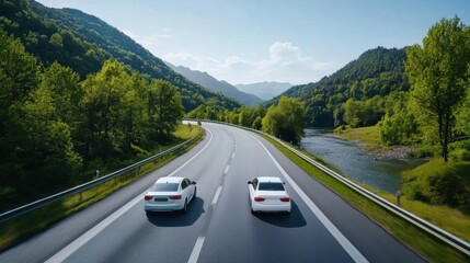 Serene Commute on a Scenic Mountain Motorway