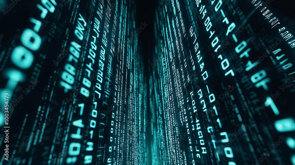 Poster Big data stream flowing into artificial intelligence system