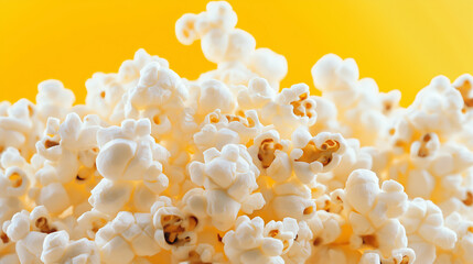 Popcorn is overflowing on a yellow background