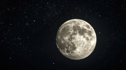 A Full Moon Glowing Against a Starry Night Sky