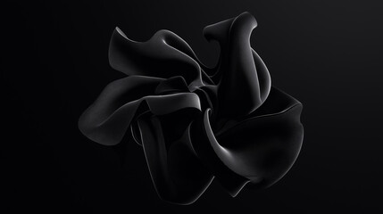Black abstract shape twisting and turning on black background