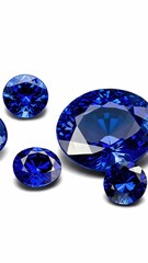 Fototapeta premium Multiple blue sapphires on white background